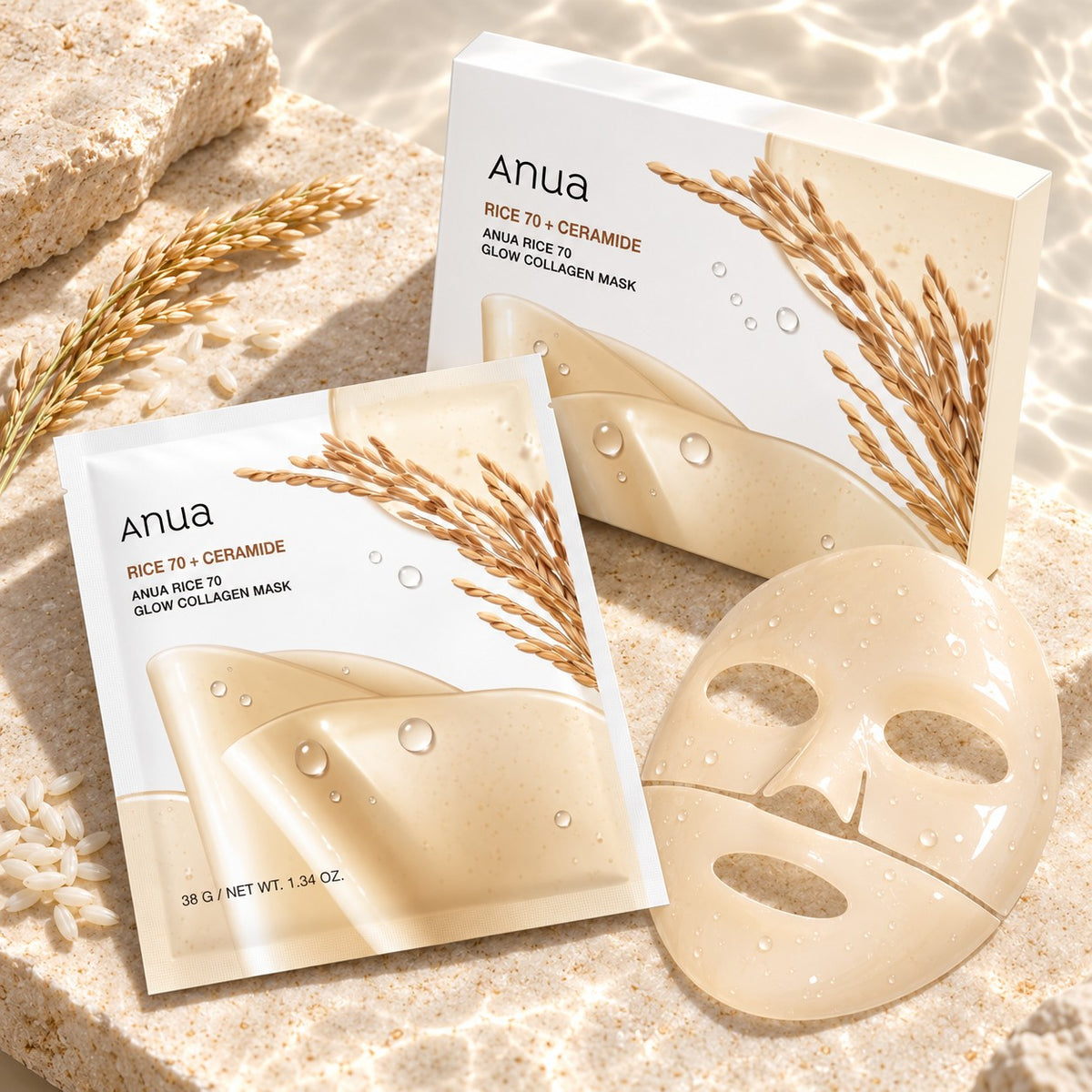 Anua - masque en tissu au riz, 4 feuilles