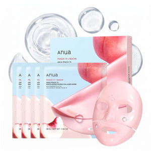 Anua - masque en tissu à la pêche, 4 feuilles