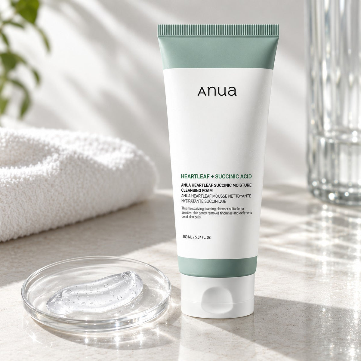 Anua - mousse nettoyante hydratante à l'acide succinique Heartleaf, 150ml