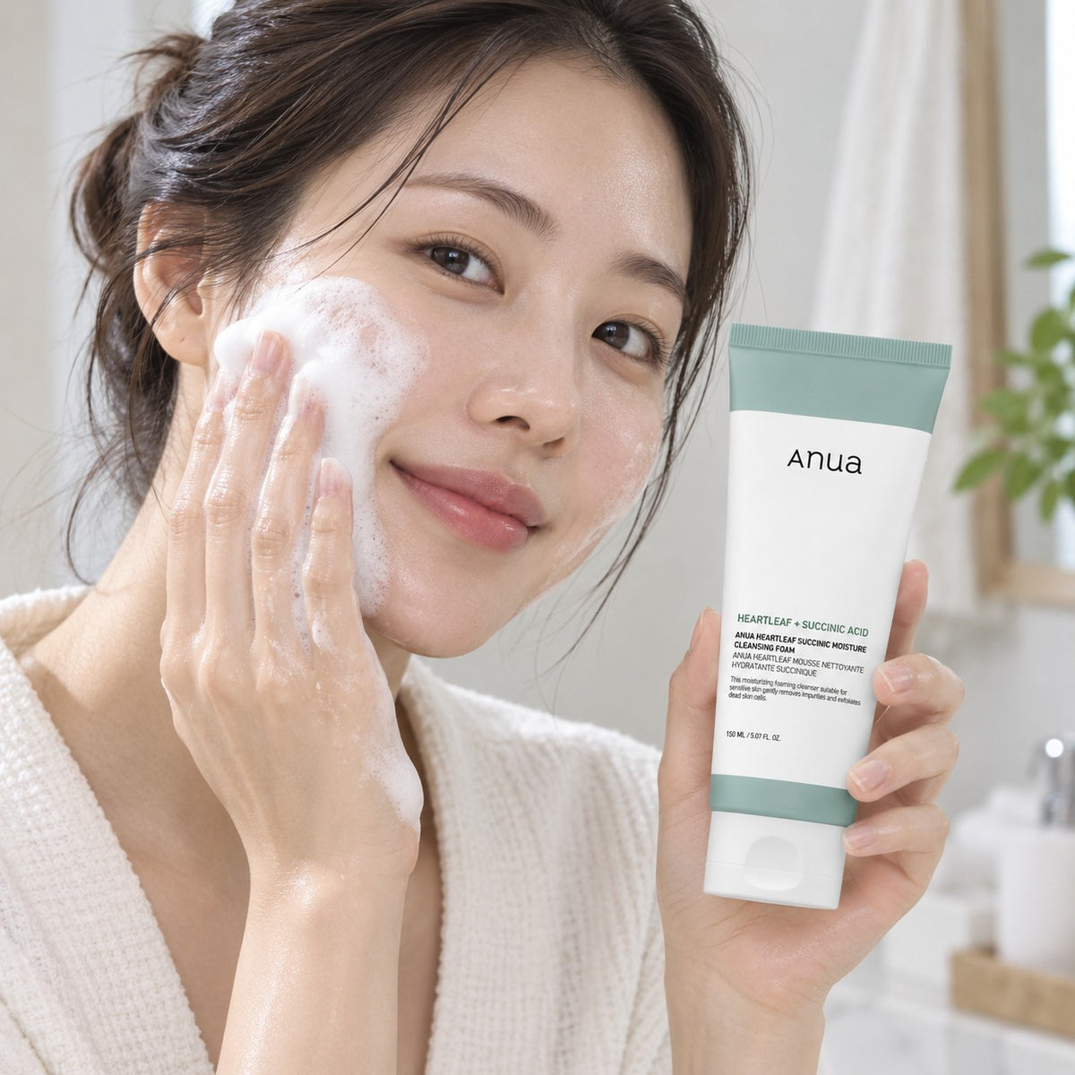 Anua - mousse nettoyante hydratante à l'acide succinique Heartleaf, 150ml