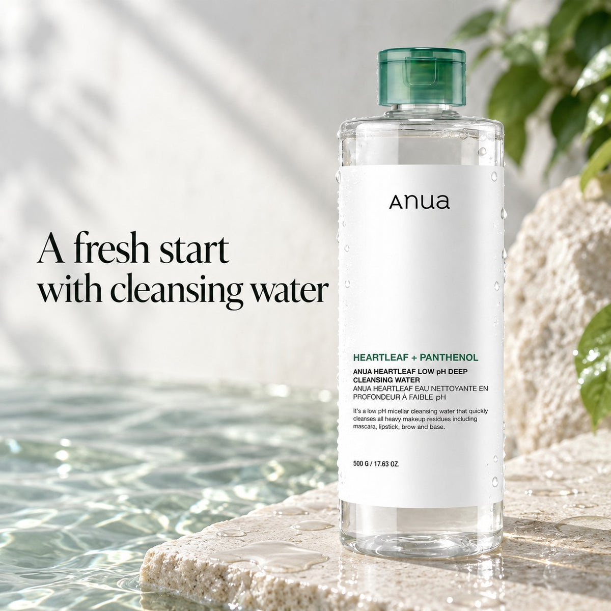 Anua - eau nettoyante profonde à pH bas Heartleaf, 500g