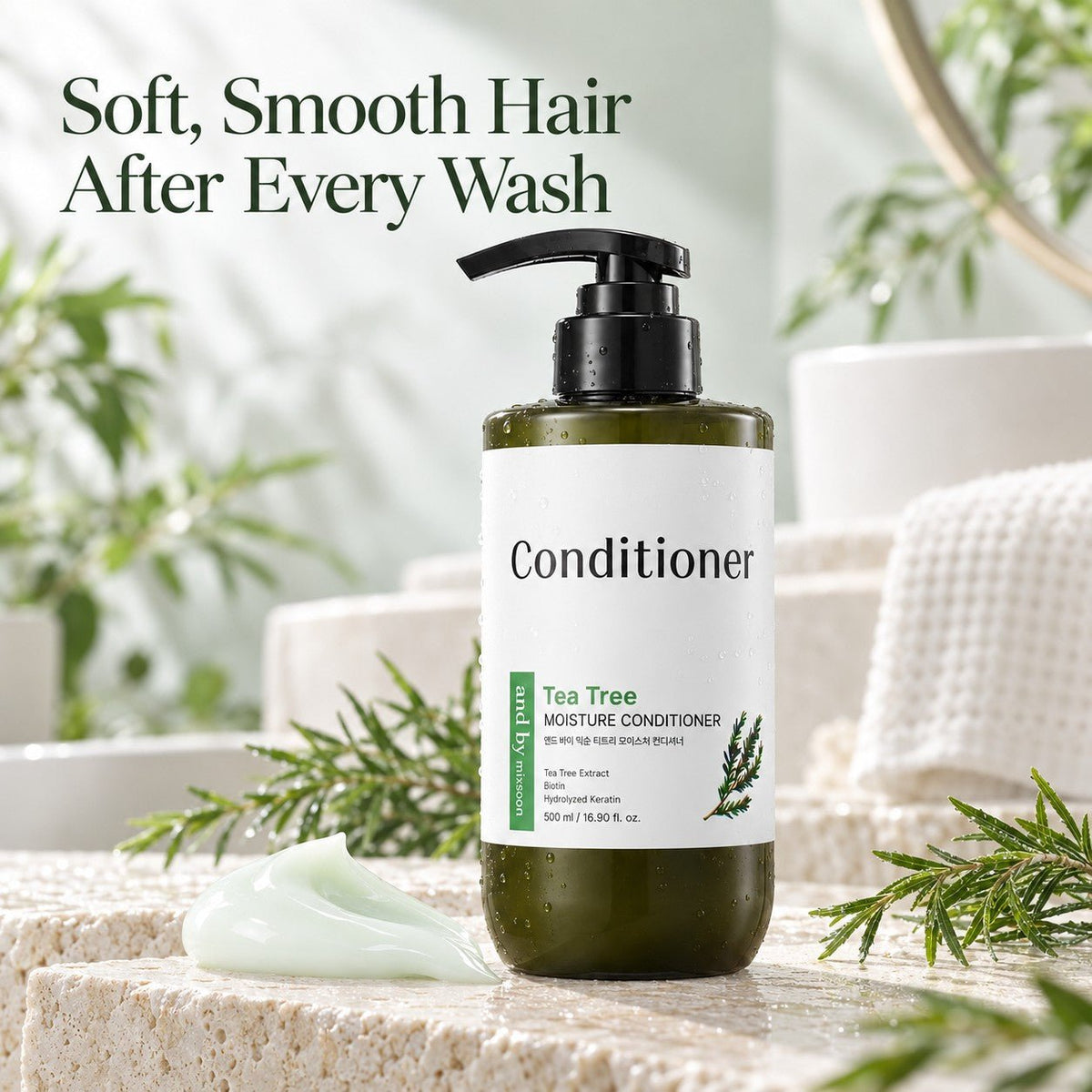 Mixsoon - après-shampoing hydratant au tea tree 500ml - Rosalinaboutique
